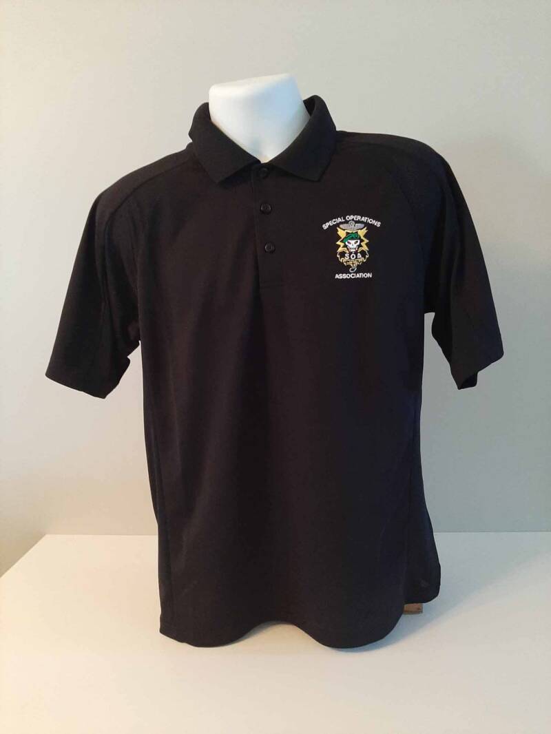 Polo Shirt, Dry fit W/SOA logo Embroidered-Black