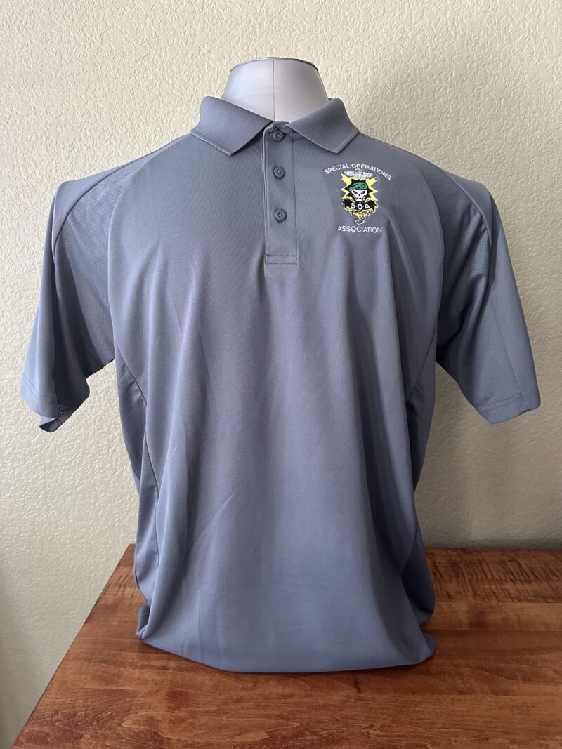 Polo Shirt, Dry fit W/SOA logo Embroidered-Heather Gray