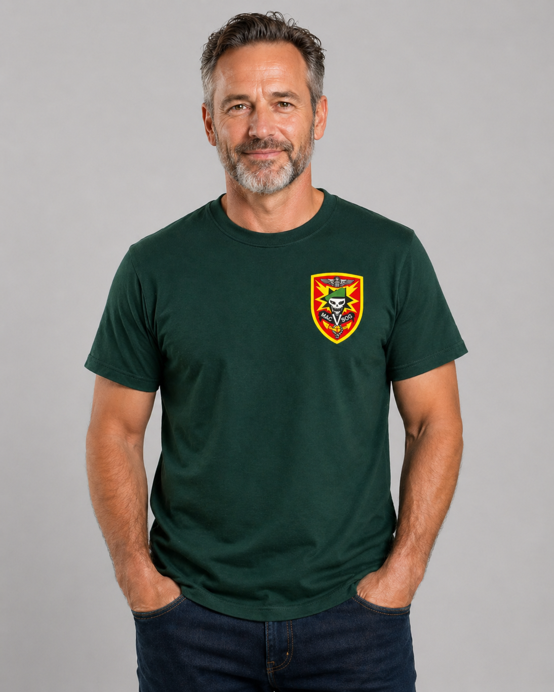 Tshirt, Green W/SOG Red Shield left chest no pocket