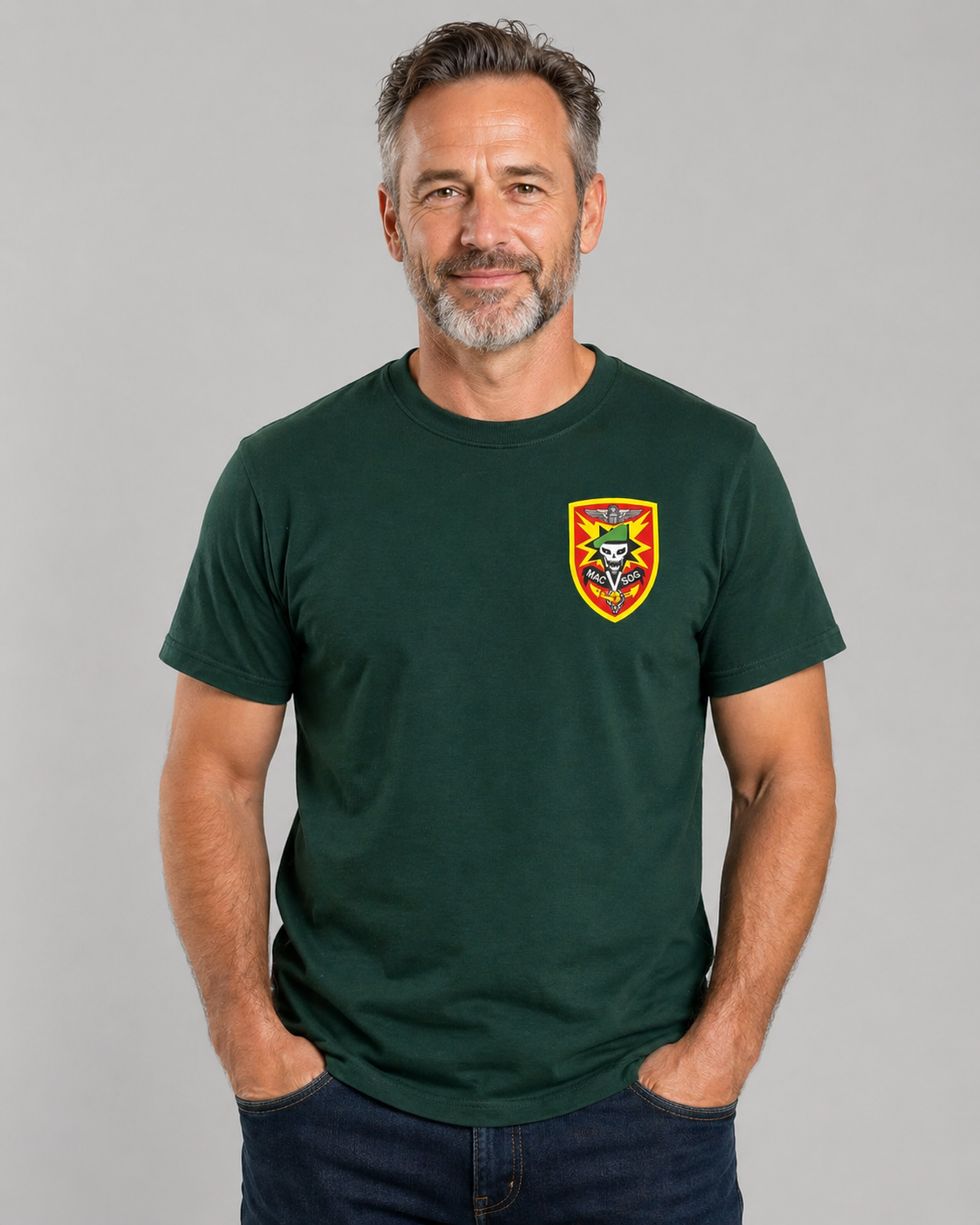 Tshirt, Green W/SOG Red Shield left chest WITH POCKET