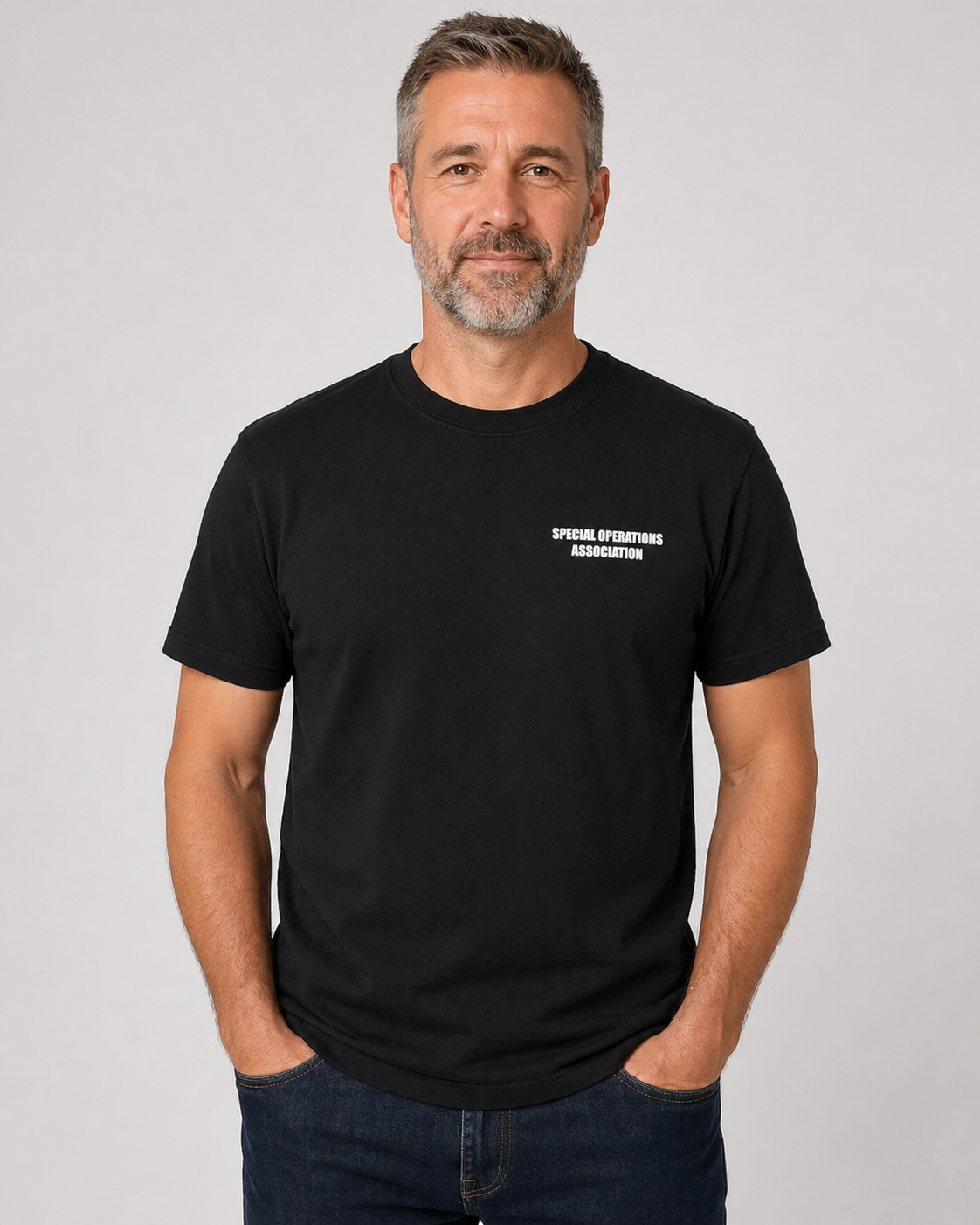 Tshirt, Black SOA WITH LOGO ON BACK  WITH POCKET