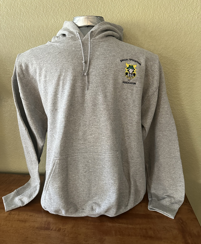 Hooded Sweatshirt, Light Gray W/SOA logo Embroidered